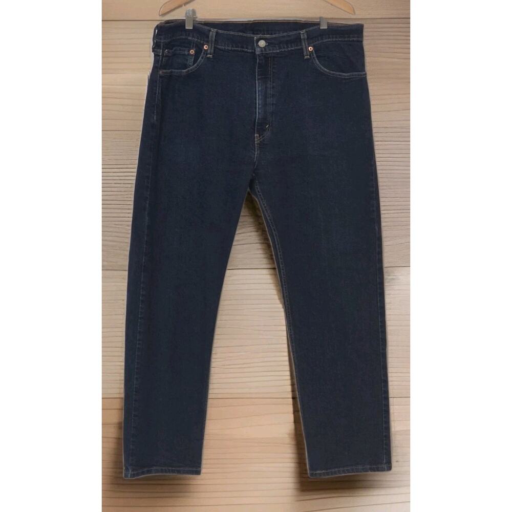 Levis 505 Jeans Men’s DarkWash Blue Denim Regular Fit Straight Leg Stretch 40x30